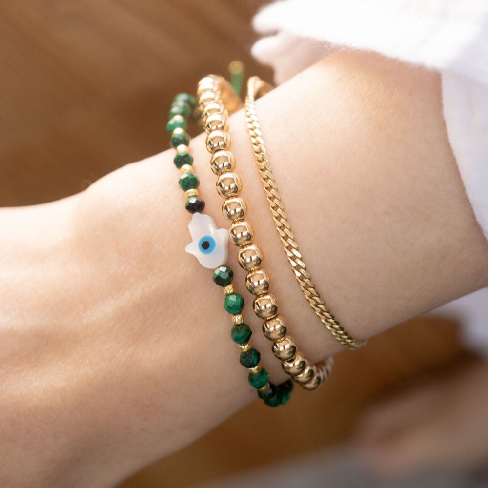 KindredRow Hamsa Gemstone Bracelet Green